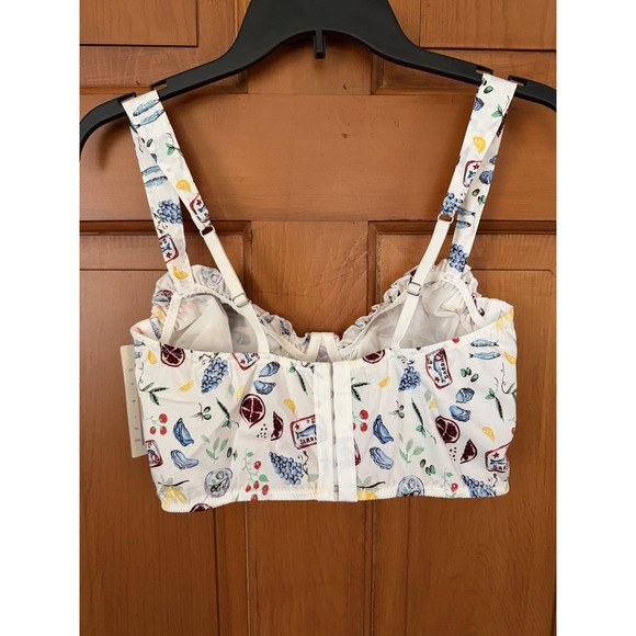 Women's Colsie Woven Corset White Fruit & Sardine Pattern Size Small NWT - Picture 4 of 4